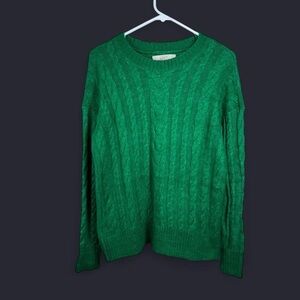 LOFT Green Cable Knit Sweater XS